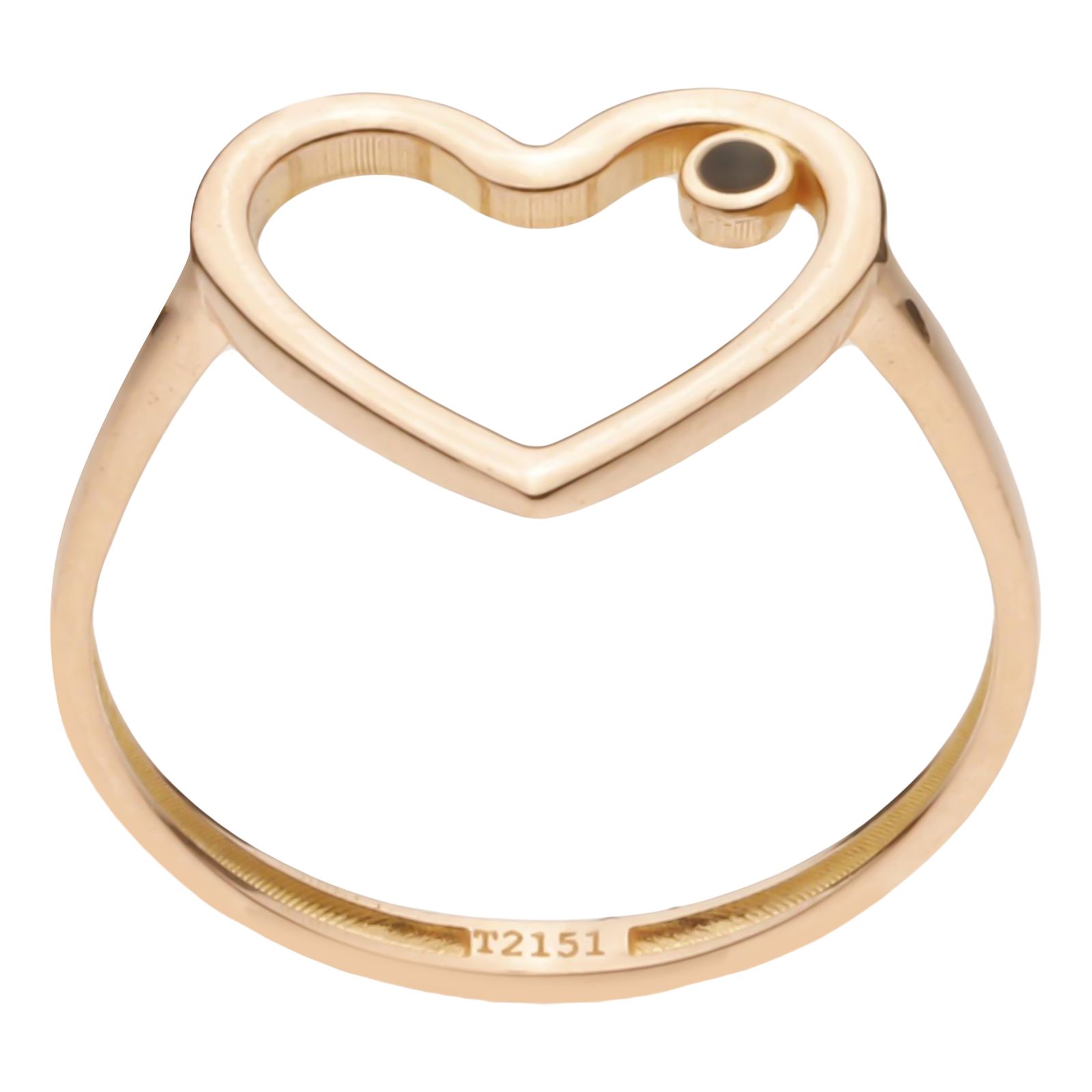 انگشتر طلا کم اجرت 18 عیار زنانه حانیه مدل قلب تک نگین مشکی - - 1