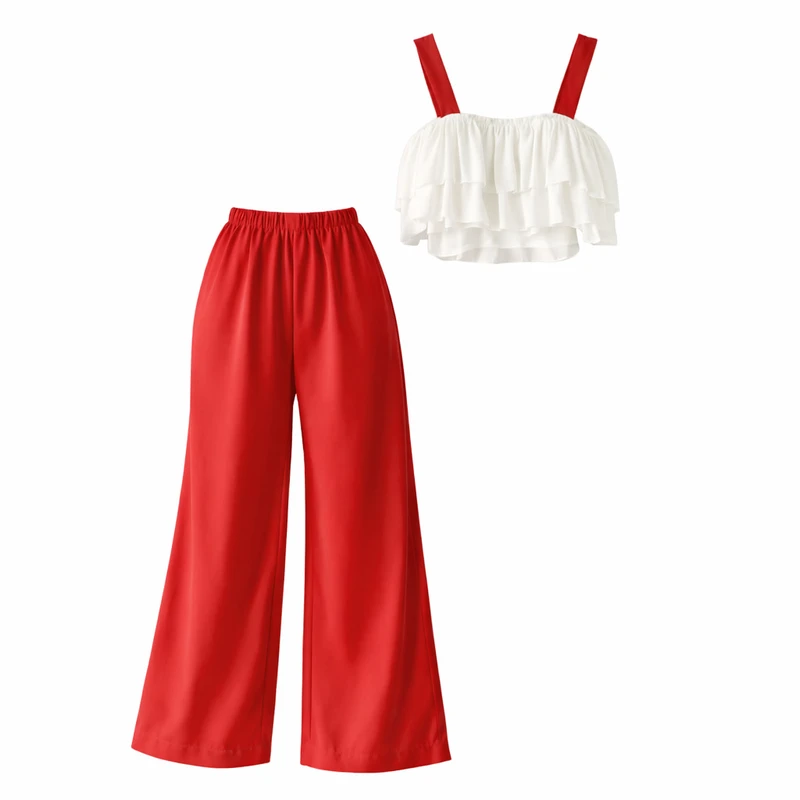 ست نیم تنه و شلوار راحتی زنانه مدل دو پاچین کد 006