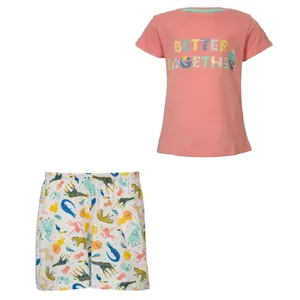 ست تی شرت آستین کوتاه و شلوارک دخترانه مدل MMDS-AQ2936