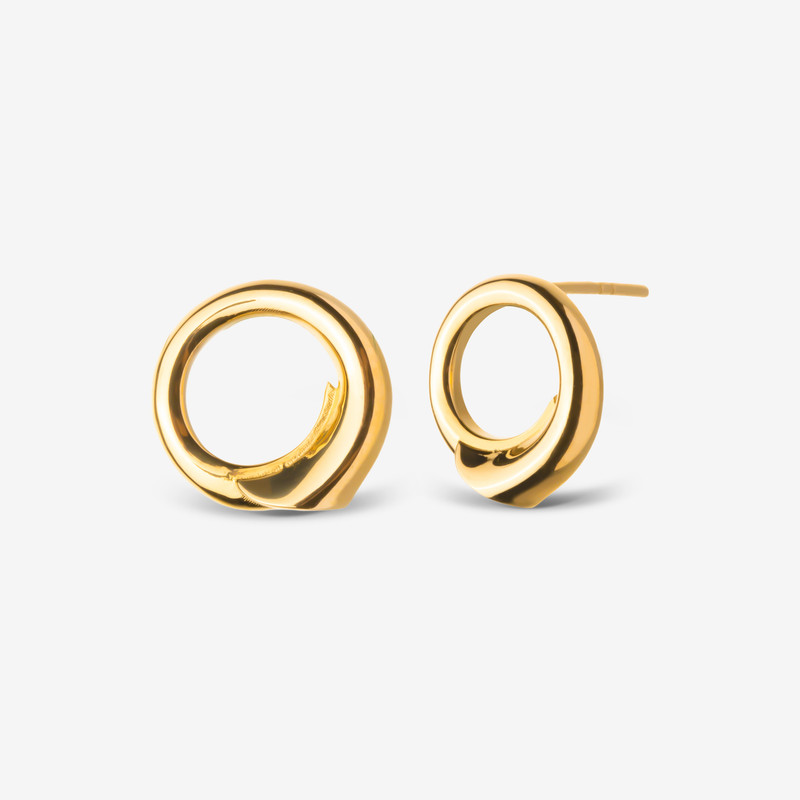 گوشواره میخی طلا 18 عیار زنانه گلدم مدل حلقه اییE245001