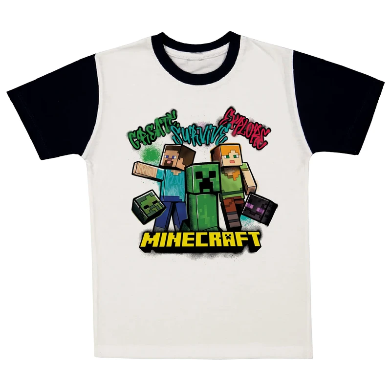 تی شرت آستین کوتاه پسرانه مدل ماینکرفت کد A206