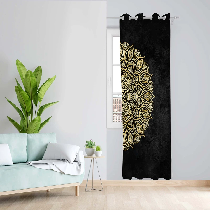 پرده طرح سنتی مدل مخمل پانچی کد 1766a z سایز 140x200 سانتی متر