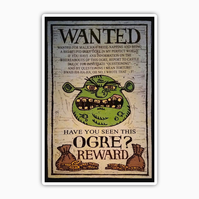 استیکر لپ تاپ و موبایل بووم طرح sherek مدل wanted کد NY42