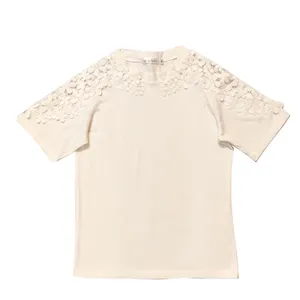 بلوز آستین کوتاه زنانه مدل مجلسی گیپور گلدار