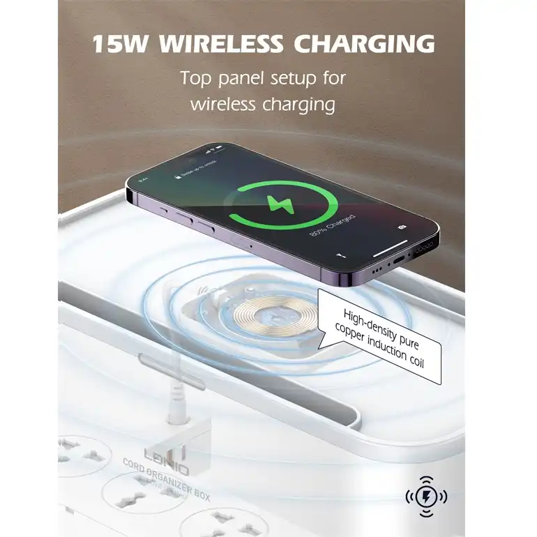 چند راهی برق و شارژر وایرلس الدینیو مدل LDNIO SN5311W