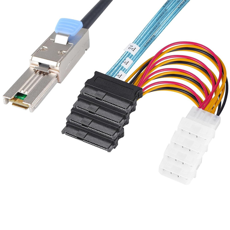 کابل تبدیل Mini SAS SFF-8088 به 4 پورت SFF-8482 29-Pin با برق 4 پین اسمارطور مدل SM195