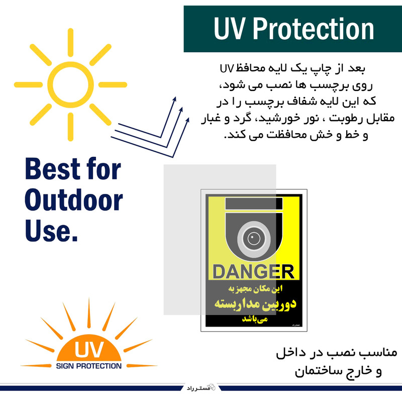 برچسب ایمنی مستر راد طرح این مکان مجهز به دوربین مدار بسته می باشد مدل HSE-OSHA-012