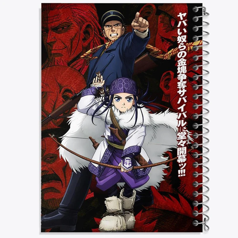 دفتر شطرنجی 50 برگ خندالو طرح سایچی و اسیرپا انیمه کامویی طلایی Golden Kamuy کد 23719