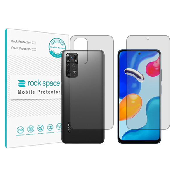محافظ صفحه نمایش شفاف راک اسپیس مدل HyGEL مناسب برای گوشی موبایل شیائومی Redmi Note 11s به همراه محافظ پشت
