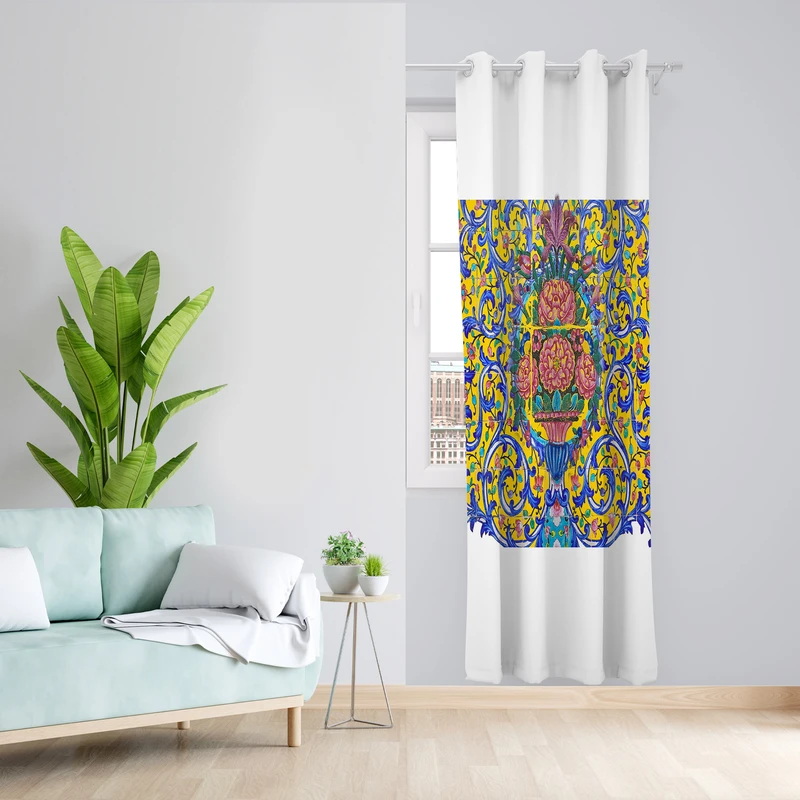 پرده طرح سنتی مدل مخمل پانچی کد 1816 z سایز 140x200 سانتی متر