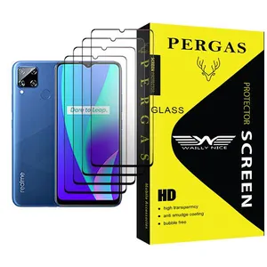 Waily Nice Pergas Glass MIX004 Screen Protector For Realme C15 Pack Of 4