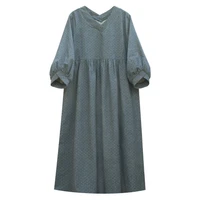 مانتو زنانه مدل لینن پرچین خال خالی کد GR