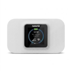 مودم قابل حمل 4G LTE نتربیت مدل NWR-940X با باتری 3000 میلی‌آمپر، پشتیبانی همزمان تا 32 کاربر، فناوری Wi-Fi 6، سرعت دانلود 150Mbps و امنیت WPA3 با صفحه نمایش 2 اینچ و درگاه USB Type-C