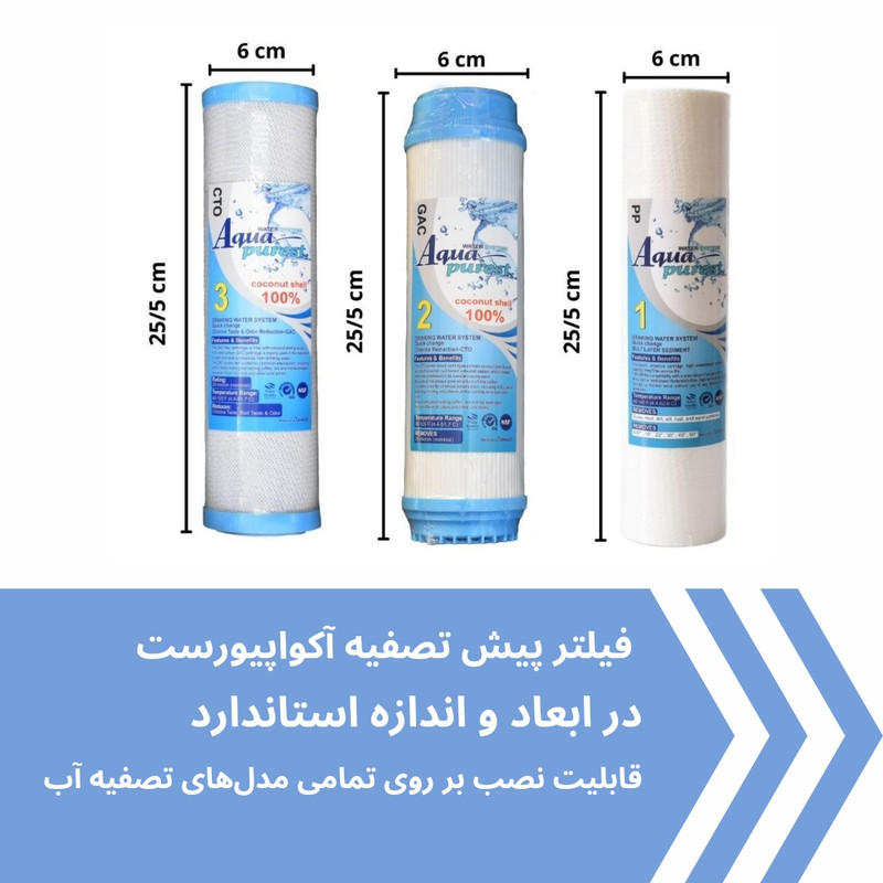 فیلتر دستگاه تصفیه کننده آب آکوا پیورست مدل RO-SYSTEM مجموعه 6 عددی