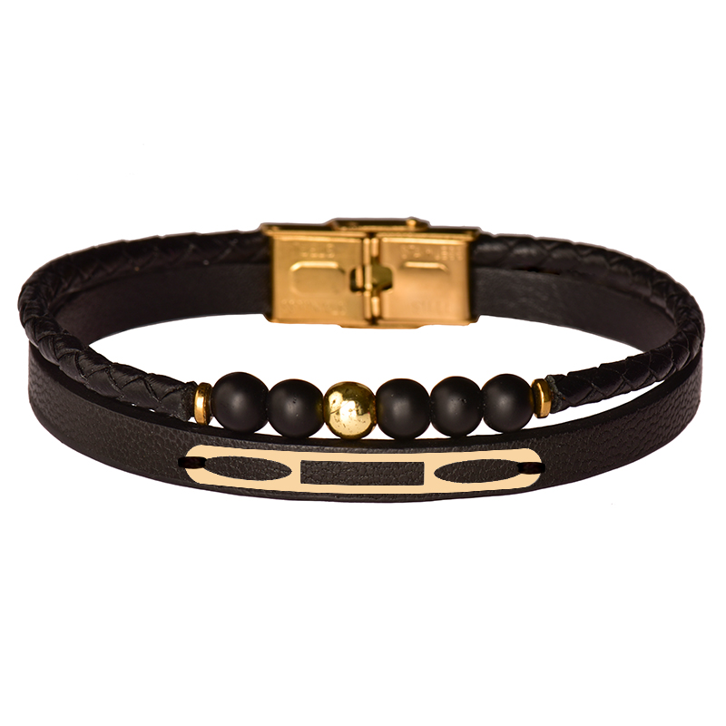 دستبند طلا 18 عیار مردانه کرابو طرح هندسی مدل Kr102264