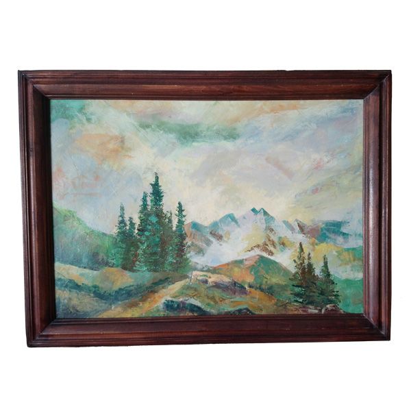 تابلو نقاشی رنگ روغن مدل منظره کوهستانی