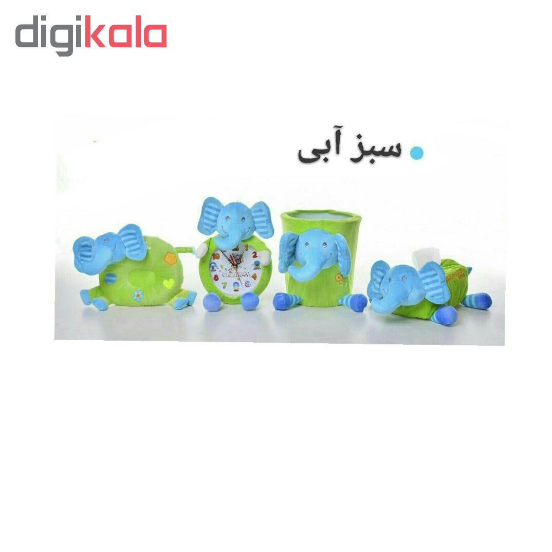 ست سطل وساعت وکاور دستمال کاغذی و بالش شیردهی اتاق کودک کلوروا بهمراه یک عدد توپ امید کد t77285493
