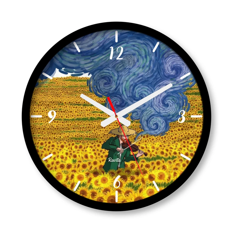 ساعت رومیزی عقربه‌ای راویتا مدل سبک ونگوک آفتاب گردان کد 3567