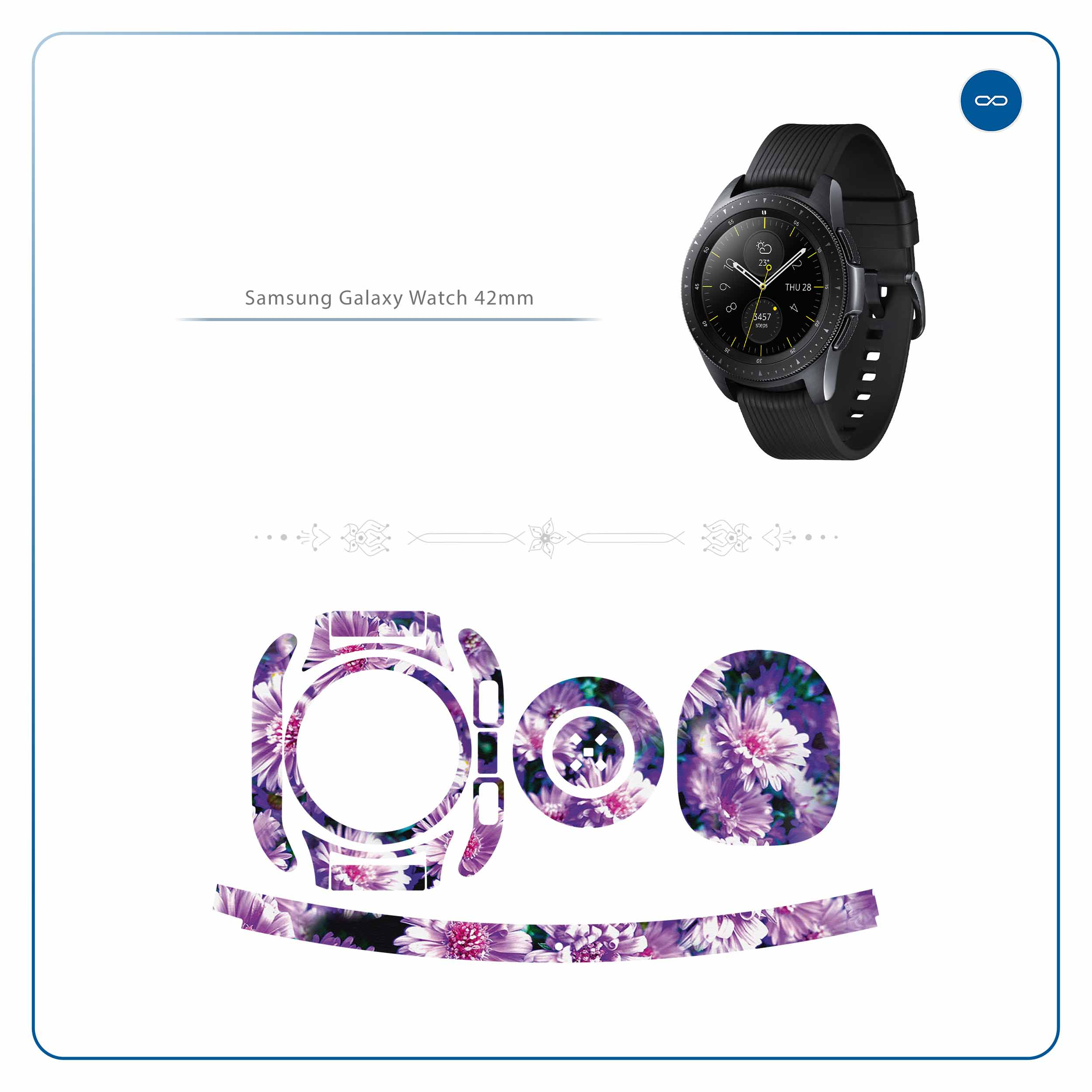 برچسب ماهوت طرح Purple-Flower مناسب برای ساعت هوشمند سامسونگ Galaxy Watch 42mm