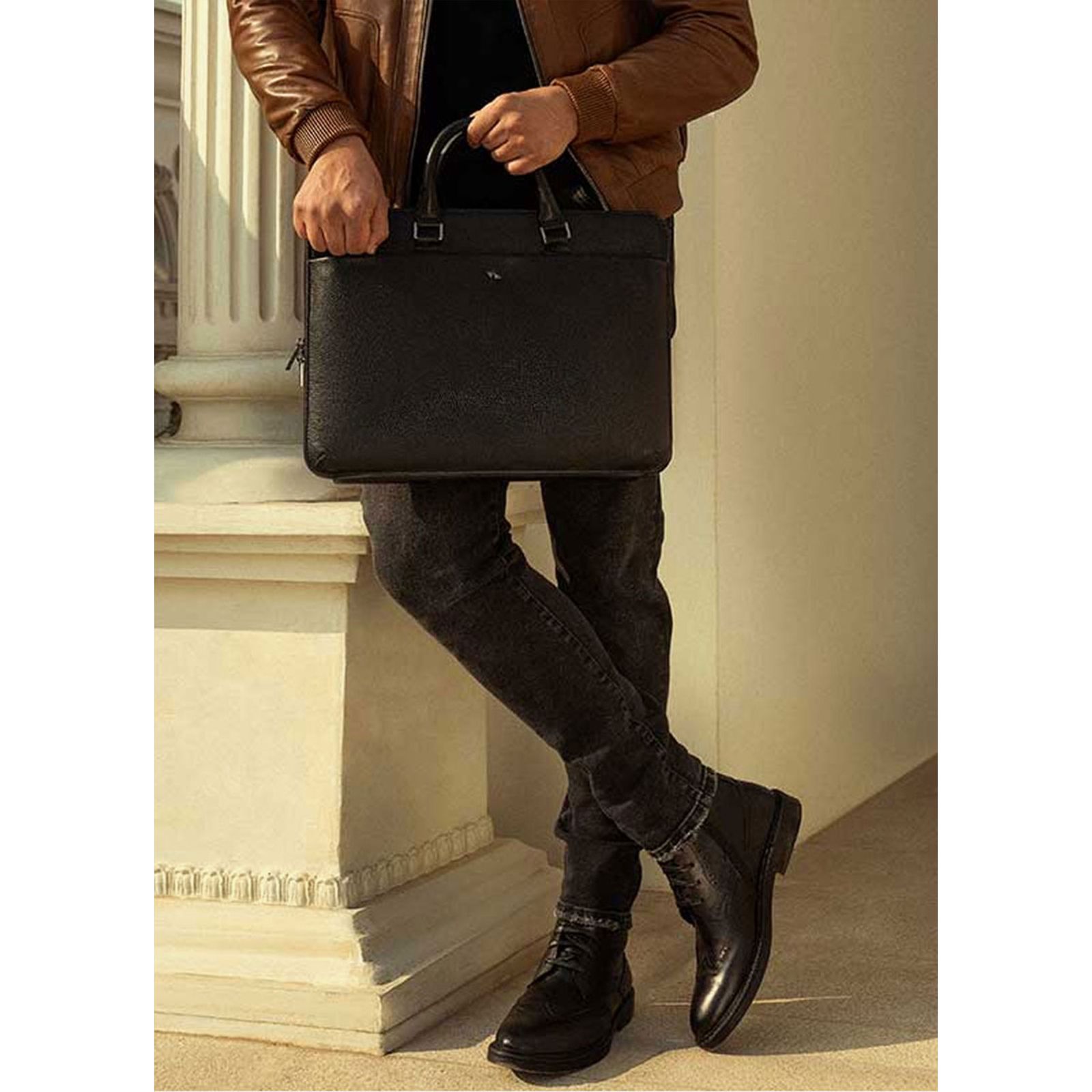 بوت مردانه چرم مشهد مدل j6200-001 -  - 2