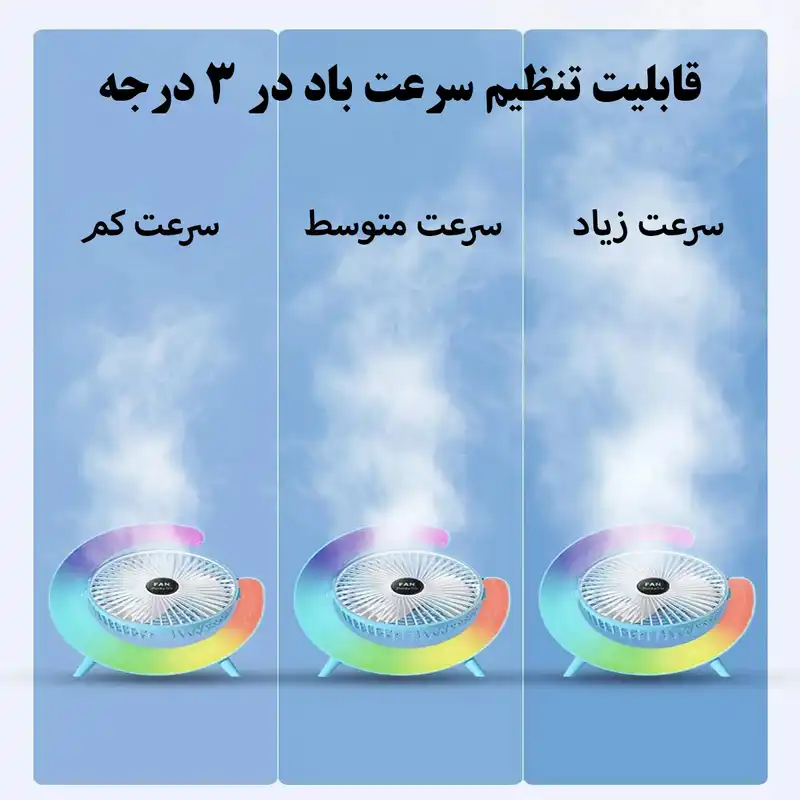 پنکه رومیزی مدل چراغ دار Colorful