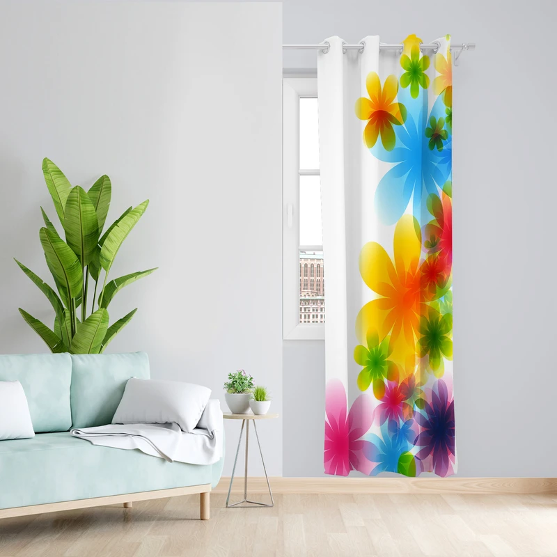 پرده طرح گل رنگی مدل مخمل پانچی کد 4099 z سایز 140x200 سانتی متر