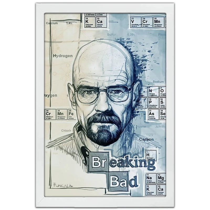 تابلو بکلیت طرح سریال بریکینگ بد شخصیت والتر وایت مدل W-po1651 فریم سفید