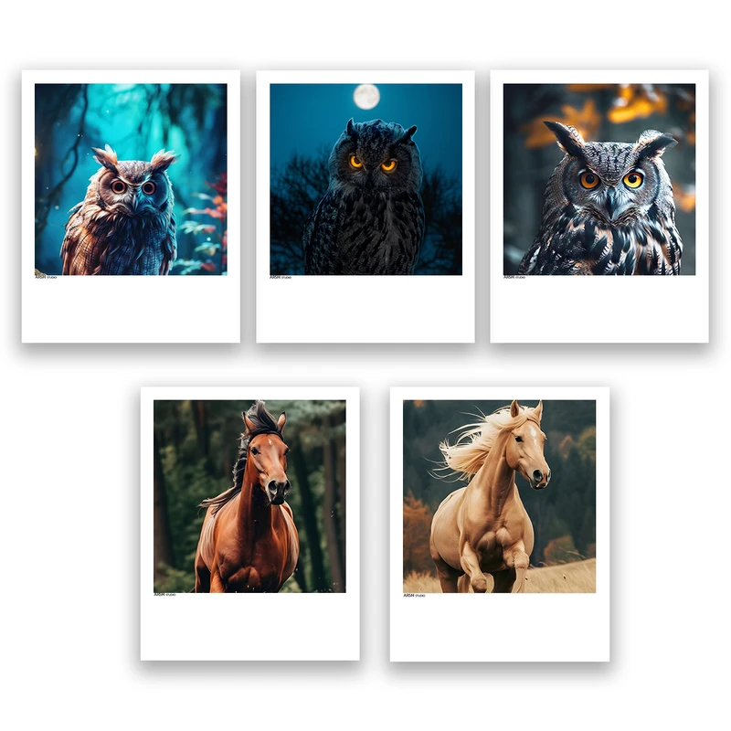 آویز تزیینی عرش مدل فانتزی اسب و جغد کد Asa927 مجموعه پنج عددی