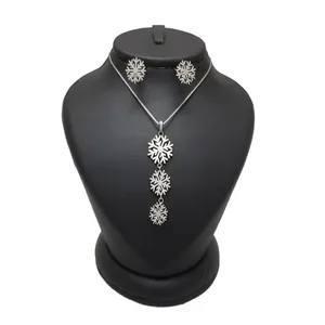 نیم ست نقره زنانه ترمه 1 طرح برف کد R12
