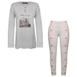 ست بلوز و شلوار زنانه لین مدل نخ پنبه کد 5196-156