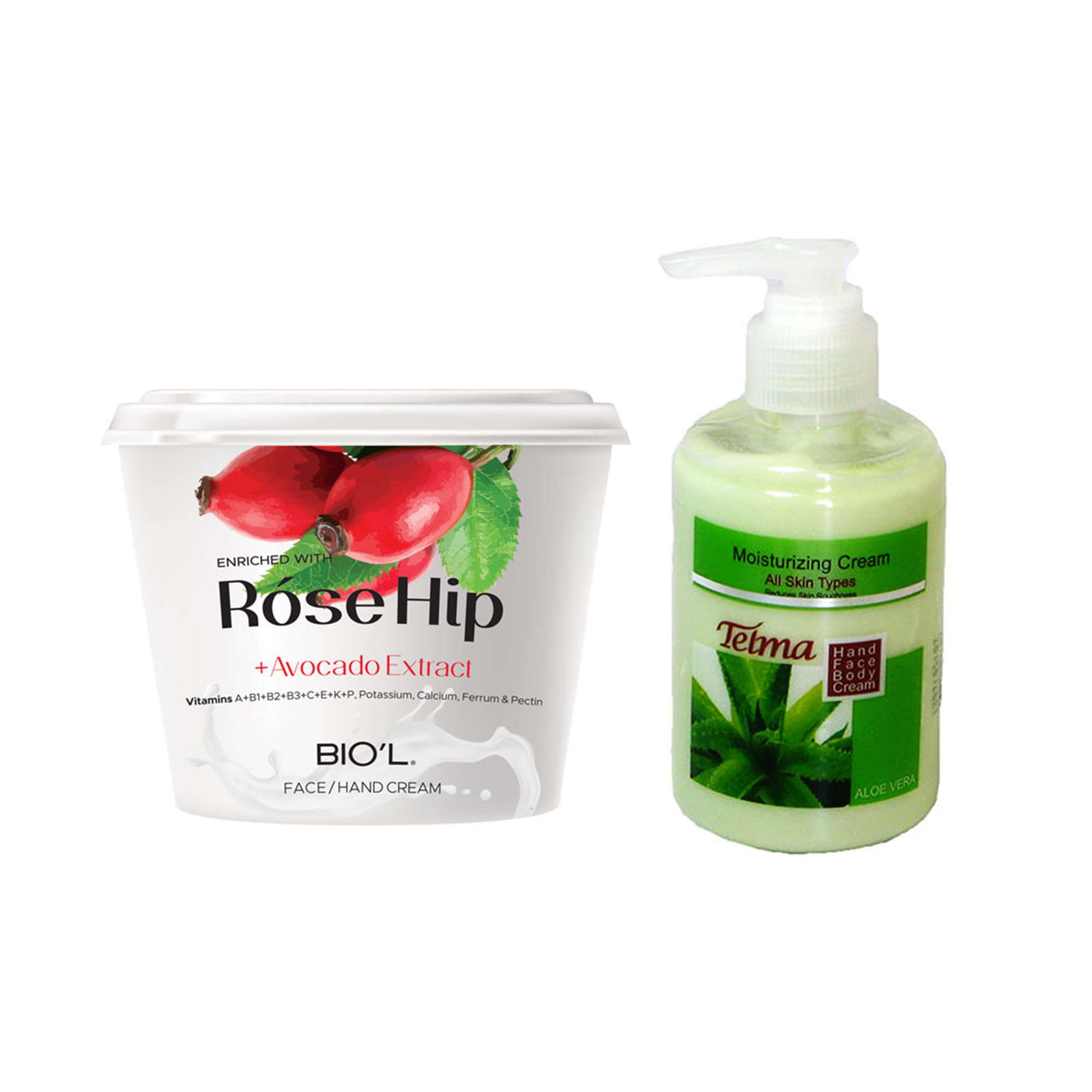 کرم آبرسان و مرطوب کننده تلما مدل آلوئه ورا حجم 200 میلی لیتر به همراه کرم مرطوب کننده بیول مدل Rose Hip حجم 250 میلی لیتر