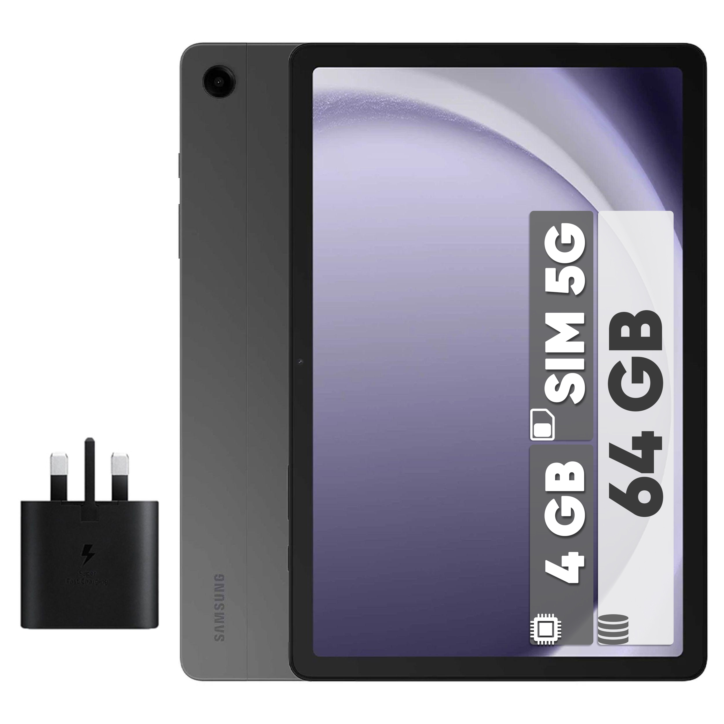 تبلت ۱۱ اینچ سامسونگ مدل Galaxy Tab A9 Plus 5G ظرفیت 64 گیگابایت و رم 4 گیگابایت به همراه شارژر