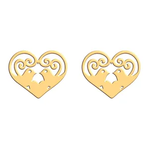 گوشواره طلا 18 عیار زنانه فرشته مدل قلب WEL-000335