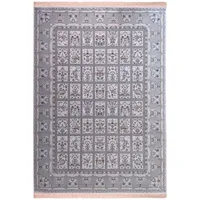 فرش ماشینی زمرد مشهد مدل خشتی زمینه کرم