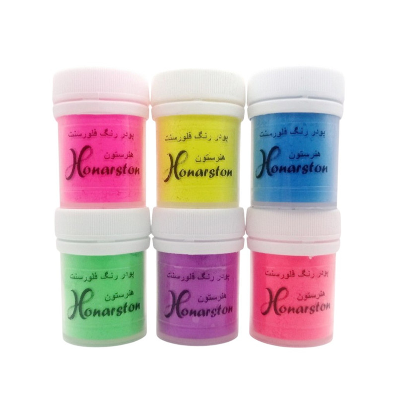 پودر رنگ رزین اپوکسی هنرستون مدل Neon حجم 18 میلی لیتر بسته 6 عددی