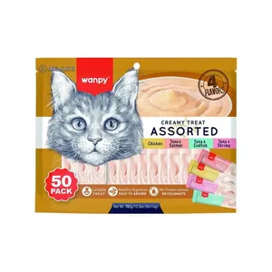 بستنی گربه ونپی مدل CREAMY طعم مرغ،ماهی وزن ۱۴ گرم بسته ۵۰ عددی