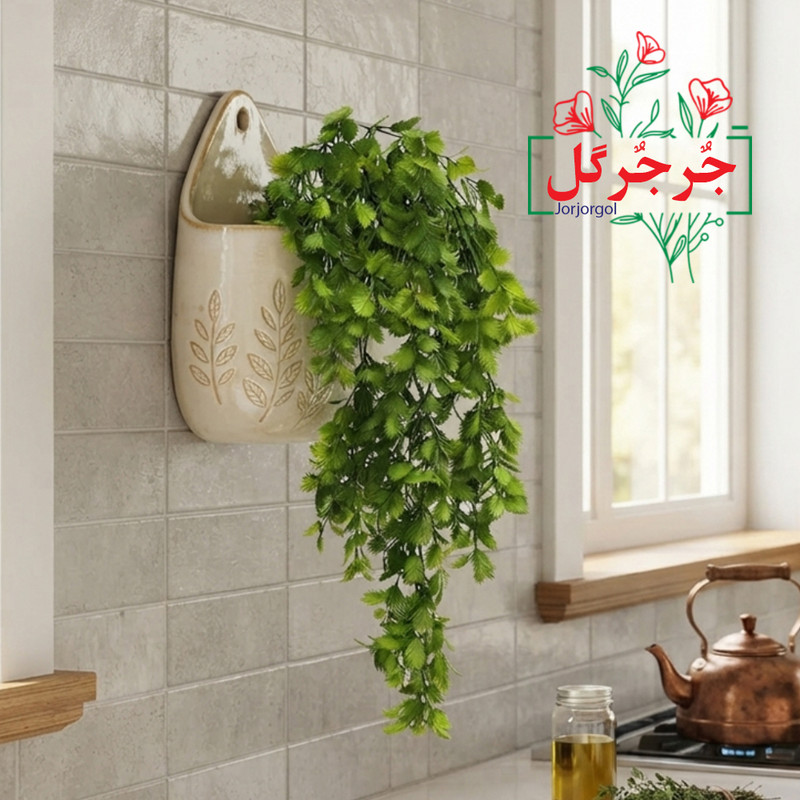 گل مصنوعی جُرجُرگل مدل آویز برگ طرح گشنیز 5 بازو