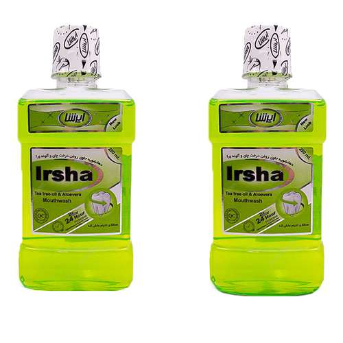 دهانشویه ایرشا مدل روغن درخت چای و آلوئه ورا حجم 250 میلی لیتر مجموعه 2 عددی