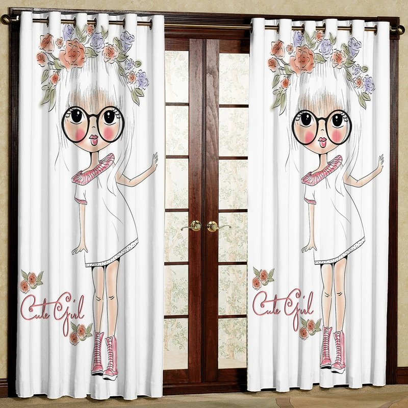 پرده مدل دختر عینکی مخمل پانچی کد 1113 سایز 140x280 سانتی متر