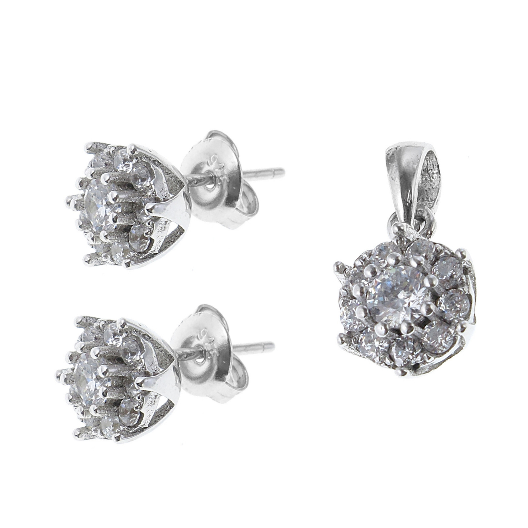 نیم ست نقره زنانه مدل تک نگین جواهری کد 9864789