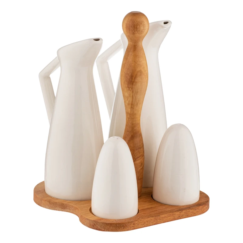 آبلیمو و نمک پاش 4 پارچه لاریسا مدل چوب سرامیک 025 به همراه استند