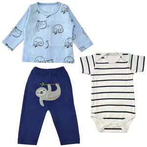 ست 3 تکه لباس نوزادی مدل تنبل کد 3658