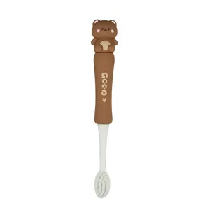 مسواک کودک مدل فانتزی عروسکی دسته کوتاه قابدار طرح حیوانات برس نرم کد SSH-064