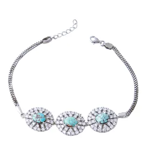  دستبند نقره زنانه بازرگانی میلادی مدل فیروزه کد DP_366