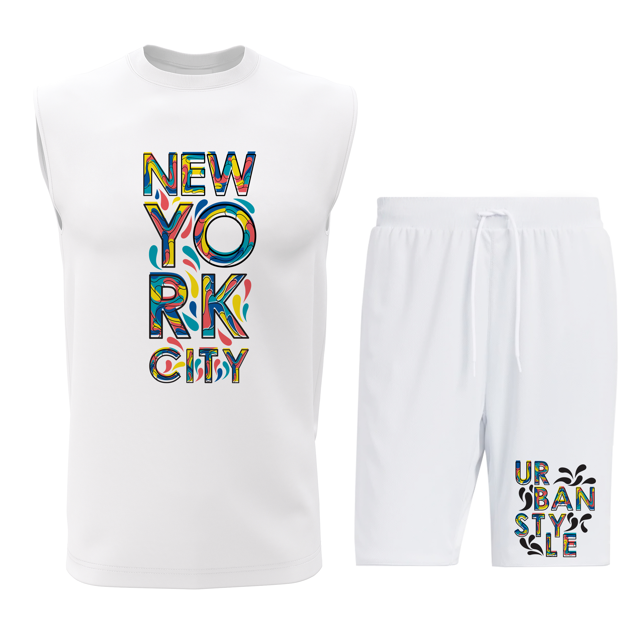 ست تاپ و شلوارک مردانه طرح نیویورک مدل N017W