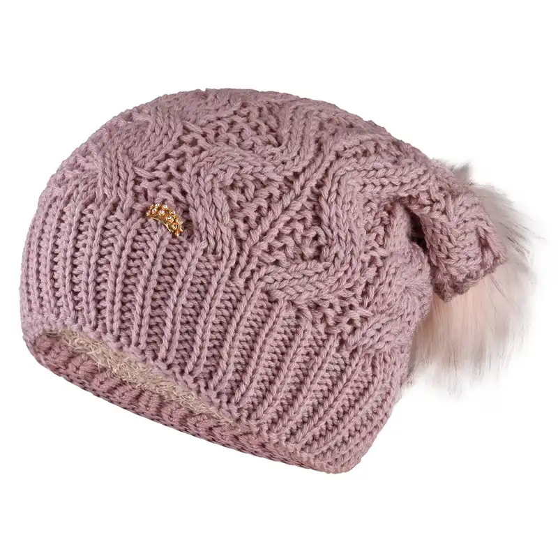 ست کلاه و شال گردن بافتنی طرح پوم دار داخل خز مدل 8601