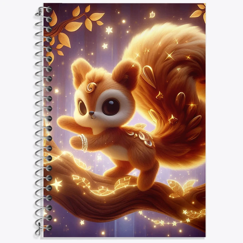 دفتر زبان 50 برگ خندالو مدل دو خط طرح سنجاب کیوت کد F5398