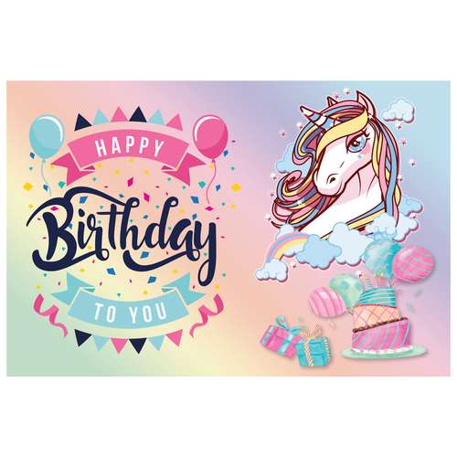 بنر تم تولد طرح اسب تک شاخ یونیکورن کد 1068