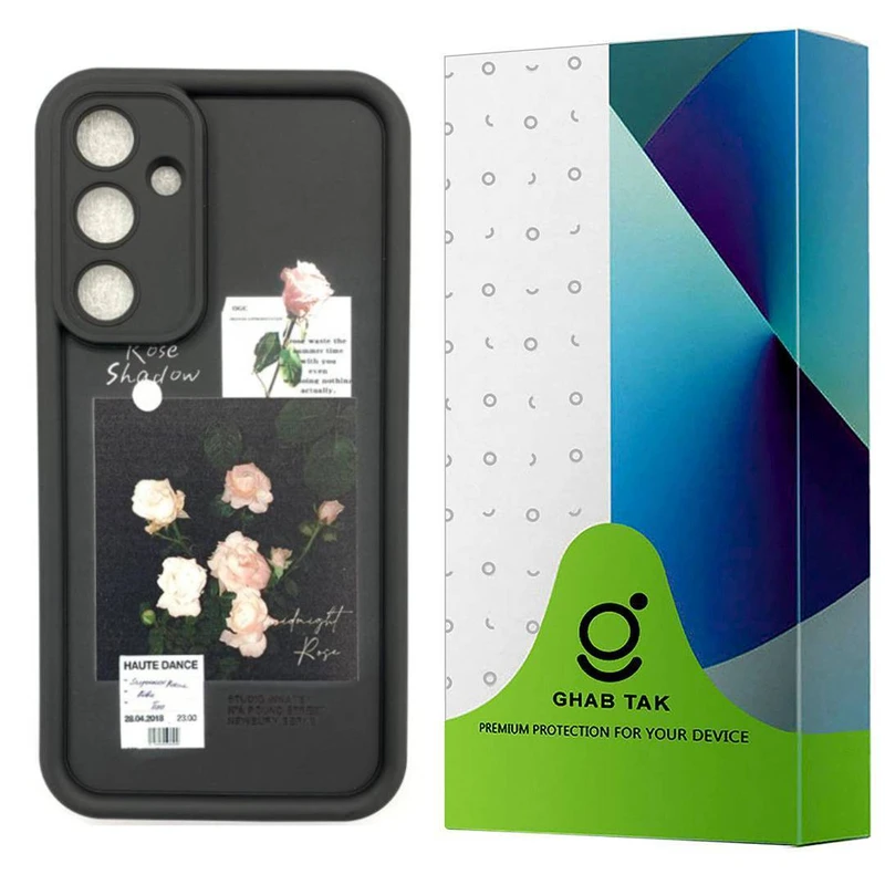 کاور قاب تک مدل سولید طرح گل رز مناسب برای گوشی موبایل سامسونگ Galaxy A35