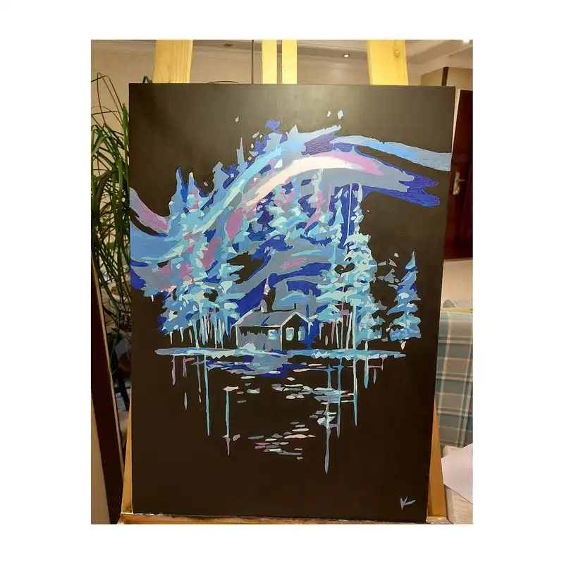 بسته رنگ آمیزی رنگانا طرح کلبه جنگلی کد RA126 مجموعه 16 عددی